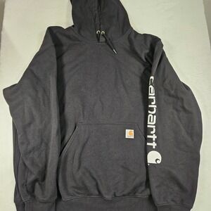 Carhartt Mens 2XL Loose Fit Graphic Logo Sleeve Hoodie Black K288 BLK TS0288-M